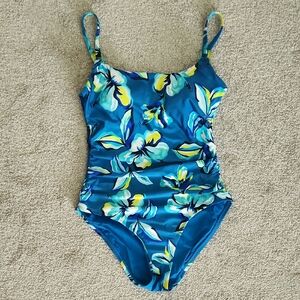 La Blanca WomensFloral Blue and Yellow Swimsuit